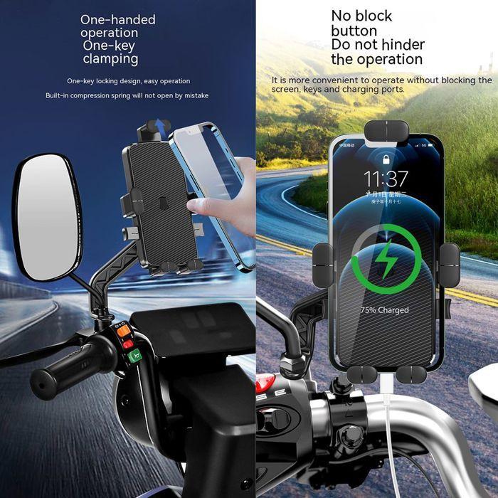 Support Téléphone Moto Rétroviseur, Anti-Chute Anti-Vibration Réglable Rotatif 360° - Noir