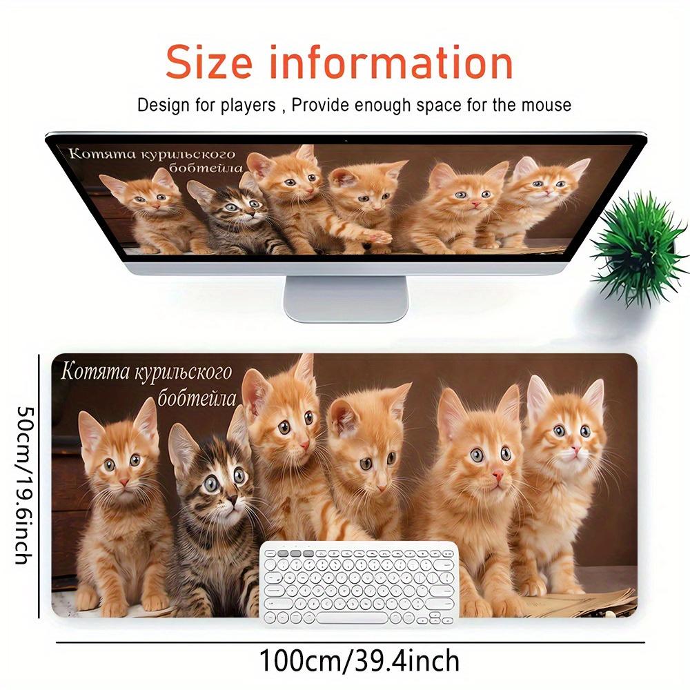 1pc Large Gaming Mouse Pad, UV Reactive Non-Slip Desk Mat, Washable PolyesterCate, Fluffy, CatComputer Pad with Vibrant Game Machine Print,