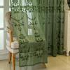 Bohemian French Plant Jacquard Poloprůsvitné závěsy, Horní kroužky, Moderní texturovaná látka, Filtrace světla, Domácí dekorace do ložnice, obývacího pokoje, na balkon