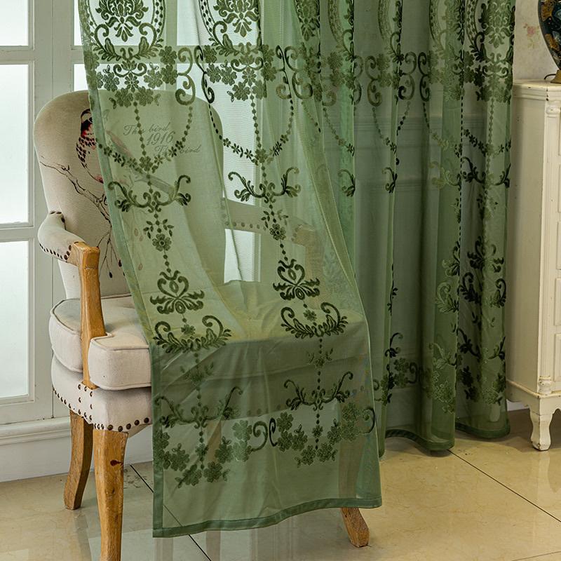 Bohemian French Plant Jacquard Poloprůsvitné závěsy, Horní kroužky, Moderní texturovaná látka, Filtrace světla, Domácí dekorace do ložnice, obývacího pokoje, na balkon