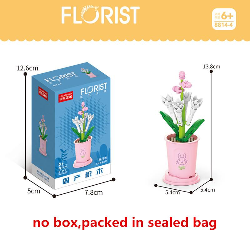 Creative Kawaii Milk Tea Cup Building Block Flower Bouquet Potted DIY Rose Bricks Decor Toys For Children Kids Christmas Gift