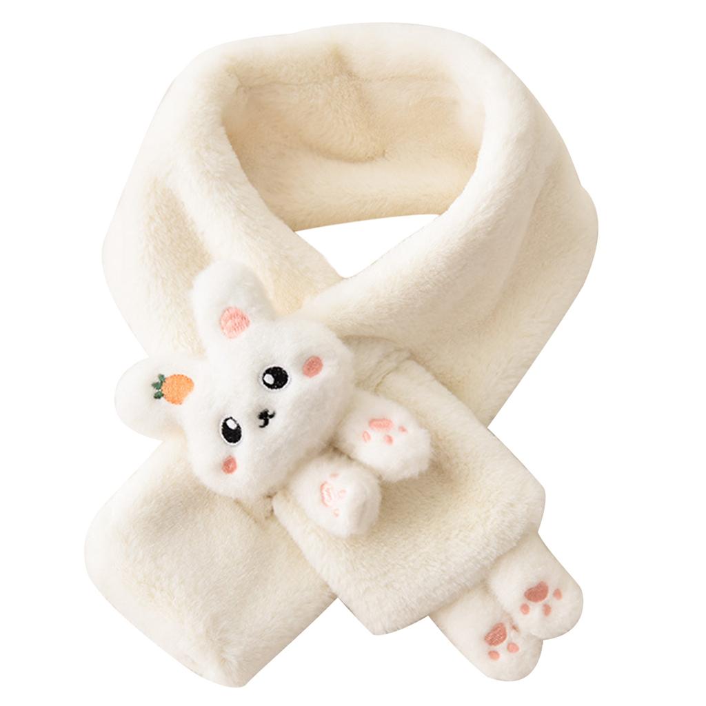 Autumn Winter Plush Outdoor Keep Warm Scarf Solid Color Toddler Scarf Boys Girls Plush Bunny Shape Neck Warm Scarves
