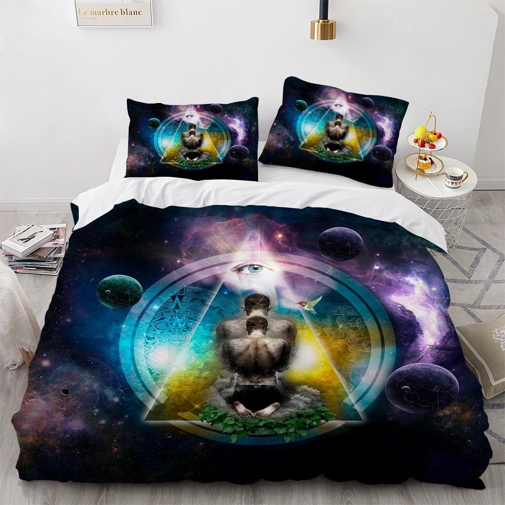 3D Buddha Print Bedding Set Meditation Duvet Covers With Pillow Cover Case Home Decor Bed Clothes Double Queen King Size
