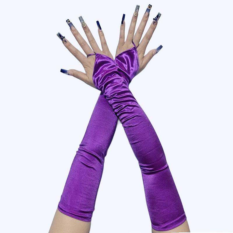 1920er Jahre Maskenball Satinhandschuhe - Lang, Haken & Ösenverschluss, Sonnenschutz, Ideal für Brautfotos & Hochzeitskleider