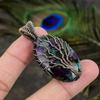 Natural Multi Labradorite Gemstone Copper Wire Wrap Gift Pendant 2.40" F5N81