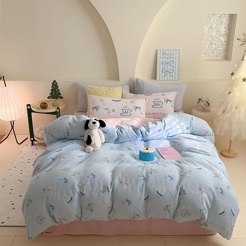 Thickened Milk Fleece Large Version Digital Printing Four-Piece Set, Fleece Thermal Sheets, Quilt Covers, Bedding