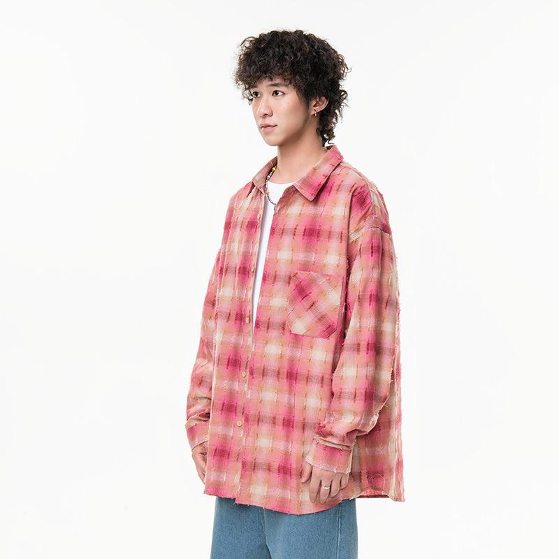 

Новая японская рубашка средней длины на весну, мужская модная повседневная клетчатая рубашка 3XL