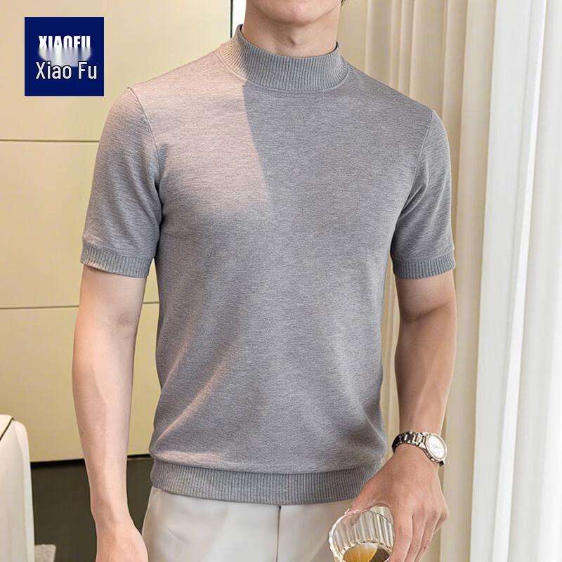 Xiaofu Ribbed Half-Collar Short Sleeve Knit Top XL