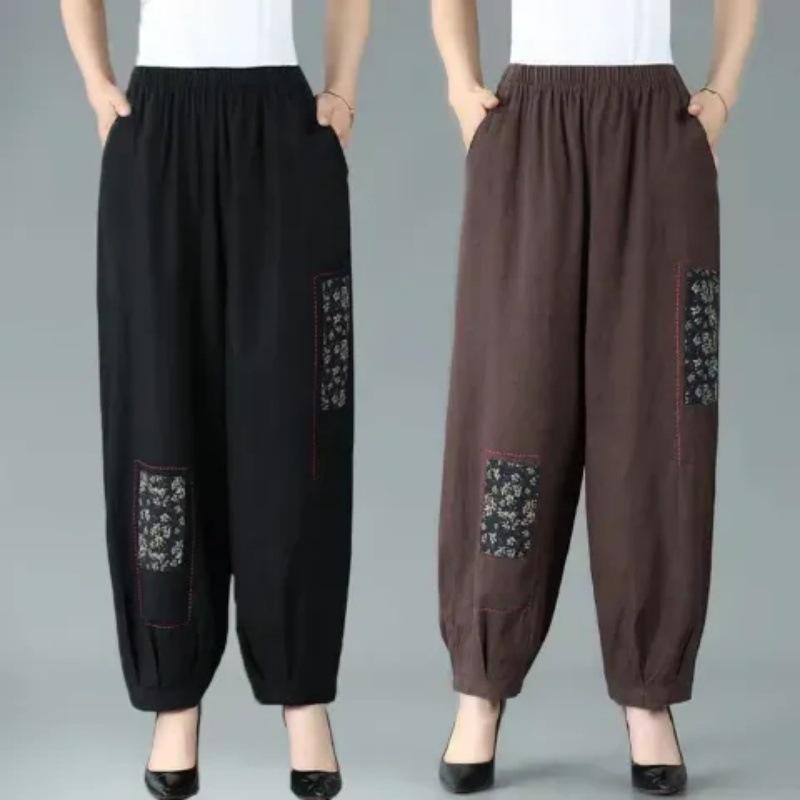 Women's Ethnic Style Embroidered Patchwork Harem Pants - Plus Size Lantern Fit for Summer
