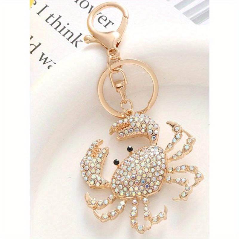 

Красочный металлический брелок в форме краба со стразами, креативный трансграничный европейский и американский аксессуар, автомобильные аксессуары, подвеска для сумки, рюкзак для школы белый