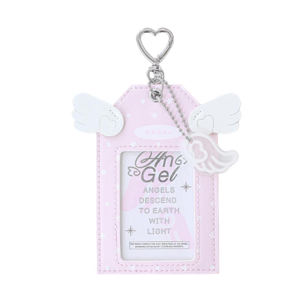3 Inch PU Leather Photocard Holder Angel Wing Star Photo Card Case Campus Card Protection Badge Card Display Holder Card Pouch