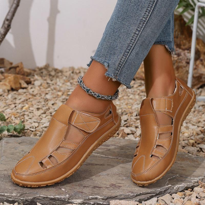 Large size sandals women's summer new Velcro casual shoes comfortable soft sole low top mother flat sports sandals
