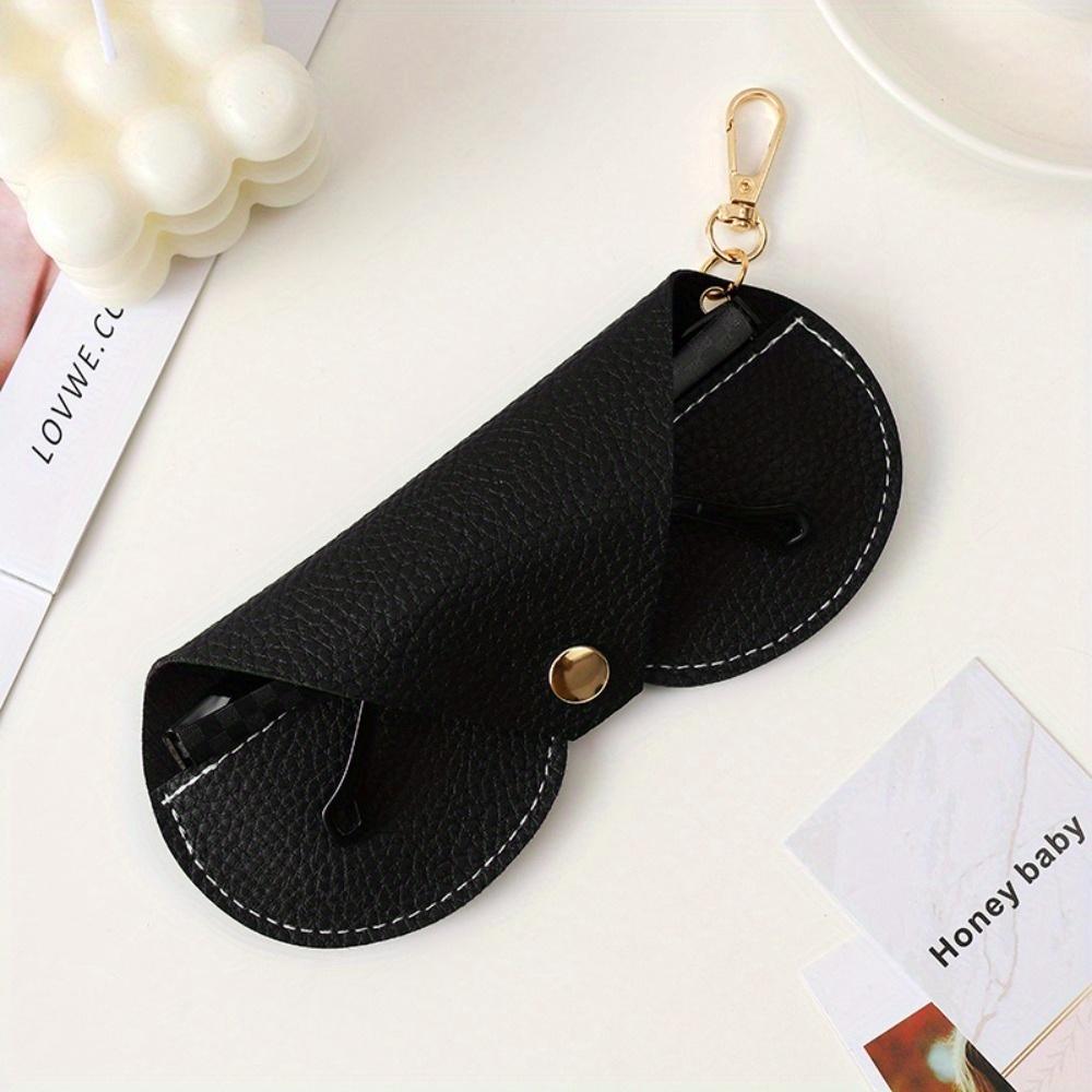 Cute Hanging Faux Leather Sunglasses Reading Glasses Storage Bag Litchi Embossed Glasses Cover Portable Travel Eyewear Holder