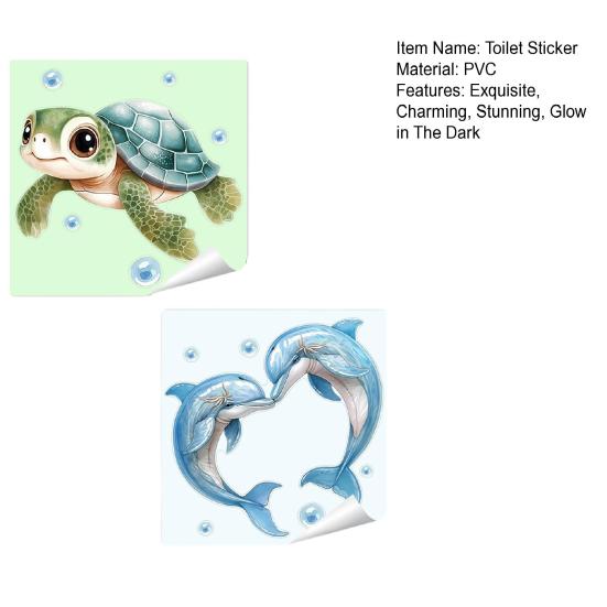 Yousheng Glow in The Dark Toilet Seat Sticker Sea Turtle Whale Bathroom Wall Decal under The Sea Ocean Sticker for Toilet Tank Lid