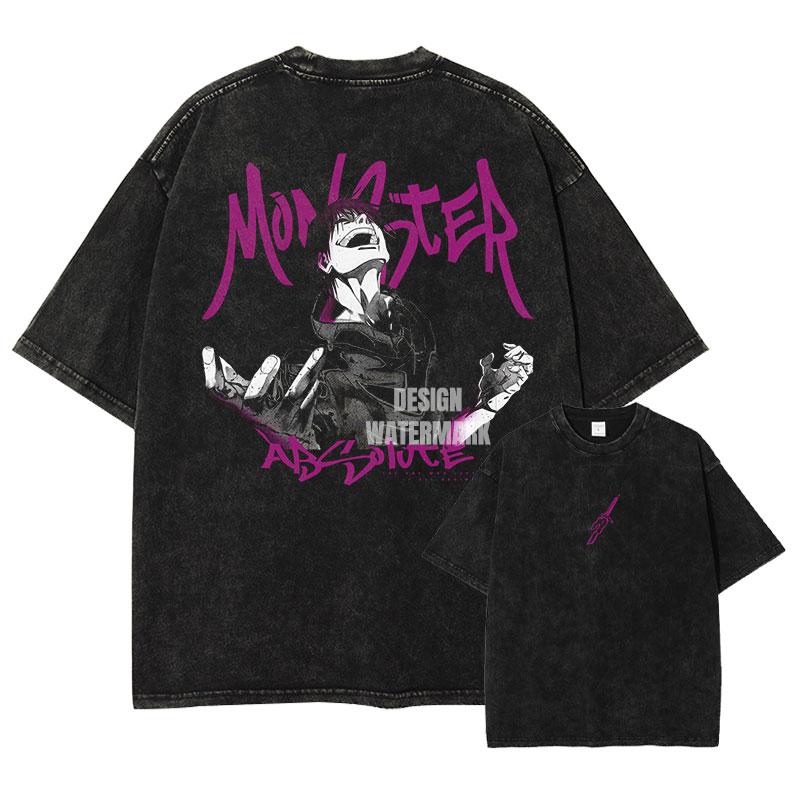 Anime Jujutsu Kaisen Gojo Satoru Cool Graphic T Shirt Men Manga Washed T-shirts Oversized Cotton Tshirt Harajuku Male Casual Top