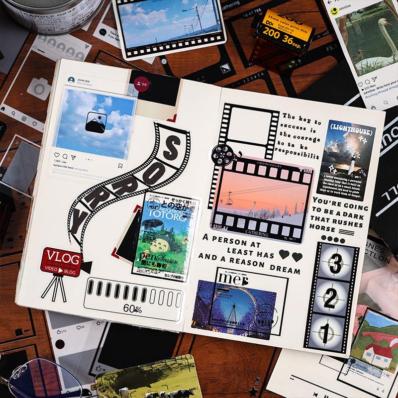15 pcs Movie Film Stickers Film Strip Photo Frame For Scrapbooking Supplies Journaling DIY craft Decor Scrapbooking Material