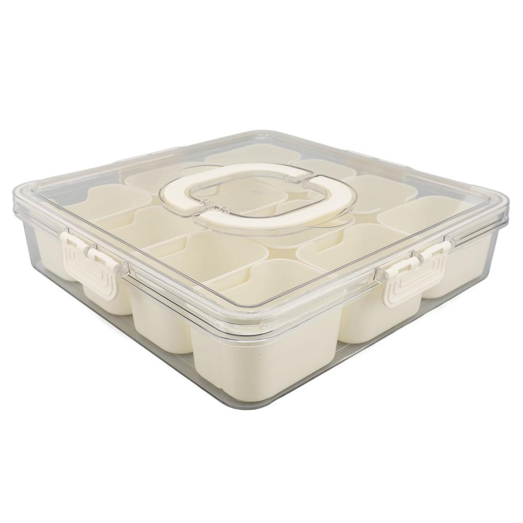 Divided Serving Tray with Lid Handle 12 Compartment Snackle Box Charcuterie Container for Portable Snack Platters Clear