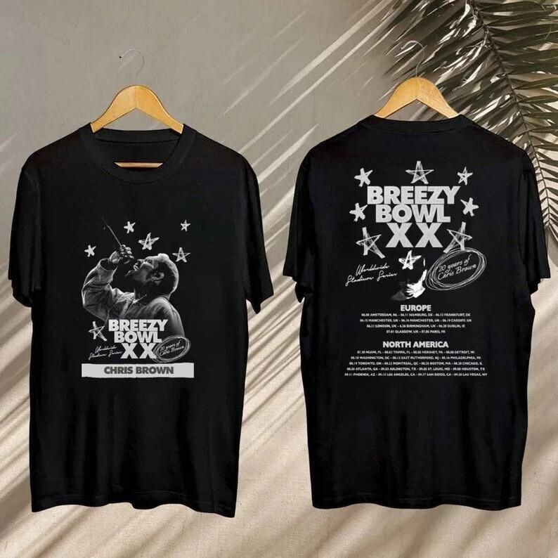 2026 Chris Brown Tour Breezy Bowl XX T-Shirt Chris Brown Concert 2026 Shirt M