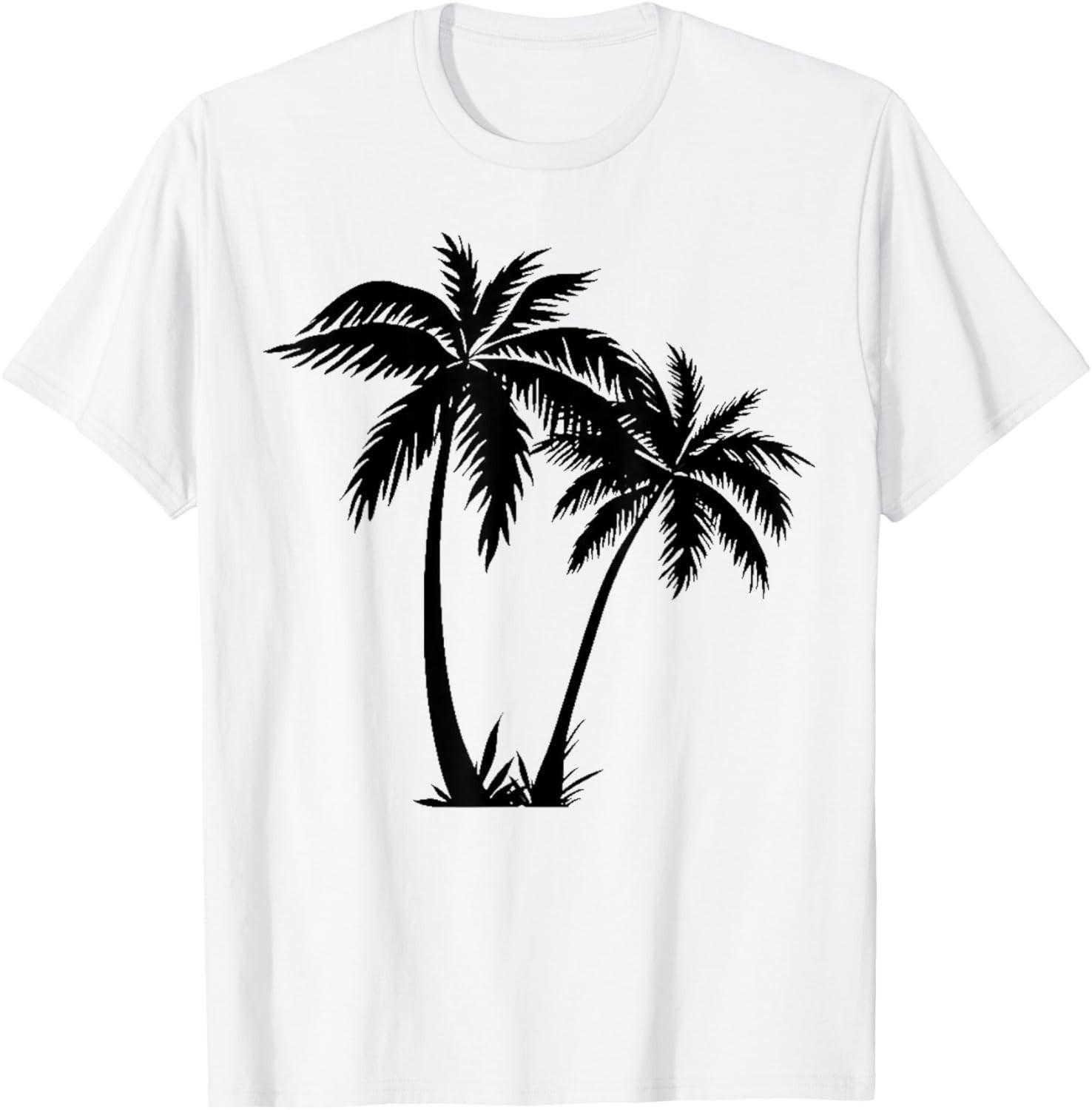 Black White Palm Trees Summer Sun Beach T-Shirt Women Men T-Shirt S разноцветный