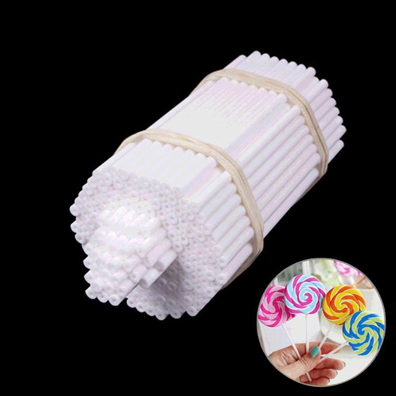 100 Pezzi Bastoncini di Plastica per Lecca-lecca Anima Vuota Bianchi Per Feste Ristorazione Cioccolato Caramelle Zucchero Bastoncini per Lecca-lecca Bastoncino per Cake Pop
