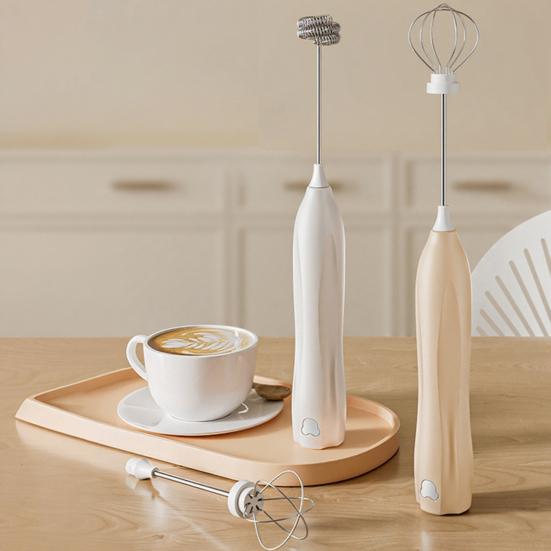 Electric Egg Beater Stainless Steel Mixer Low Noise Rechargeable Milk Frother Handheld Electric Coffee Egg Whisk