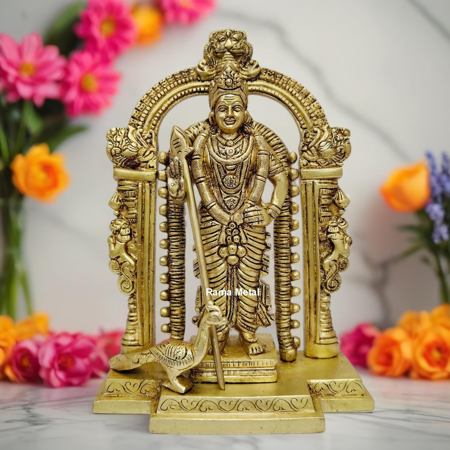 Идол Мурugan из чистой латуни, Лорд Мурган, Картикея, Кумарасами Идол, Золото