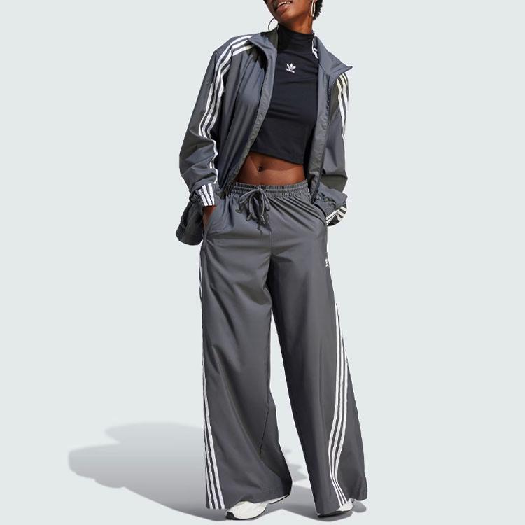 Adidas Originals Adilenium Oversized Track Top With Three-Stripe Colorblock Design Women Tops Dark-Gray IV9338