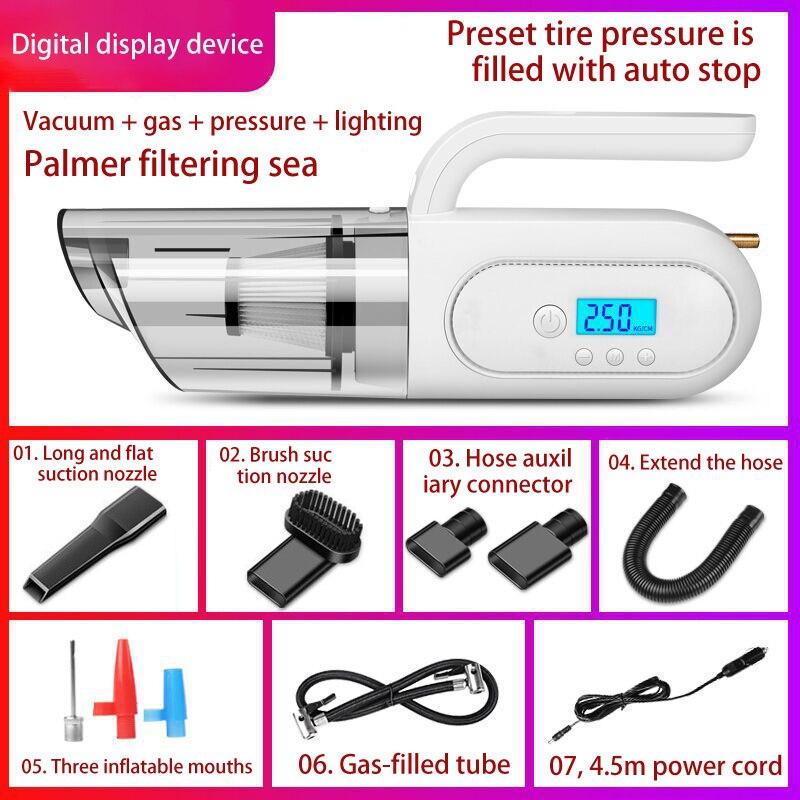 4 in 1 kabelgebundene Lade-Auto-Staubsauger-Luftpumpe, leistungsstarke automatische Reifendruckerkennung, aufblasbar