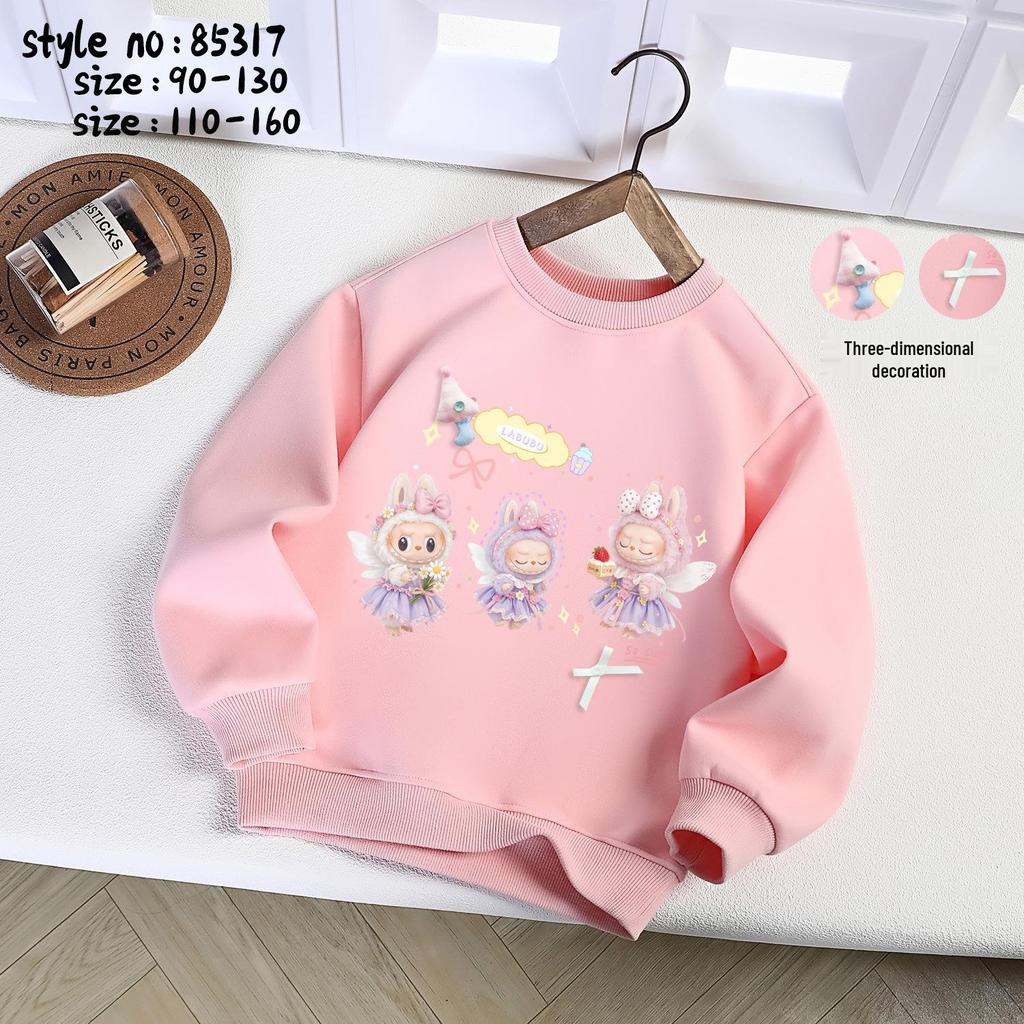 Sweat-shirt Princesse Cartoon Lalabu Filles 2025 - Manches Longues Style Coréen pour Petits & Moyens Enfants