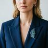 Brooch Pin Imitation Crystal Inlaid Leaf Design Pin-Type Collar Fixer Embellishment Shirts Cardigans Coats Suits Badge
