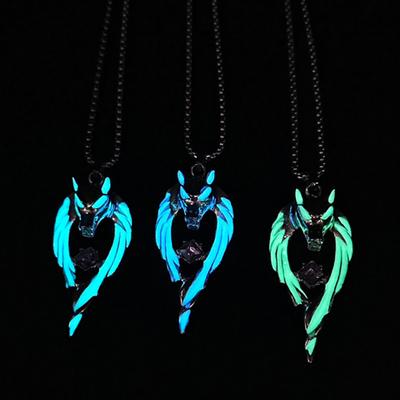 Titanium Steel Ladies Necklace Luminous Wolf Totem Luminous Pendant Hip-hop Necklace Man