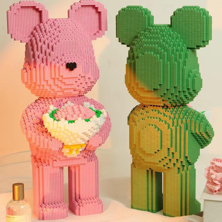 Girls' Compatible Lego: Violent Bear Building Block Series - Educational Micro-Block Interlocking Toys & Gifts