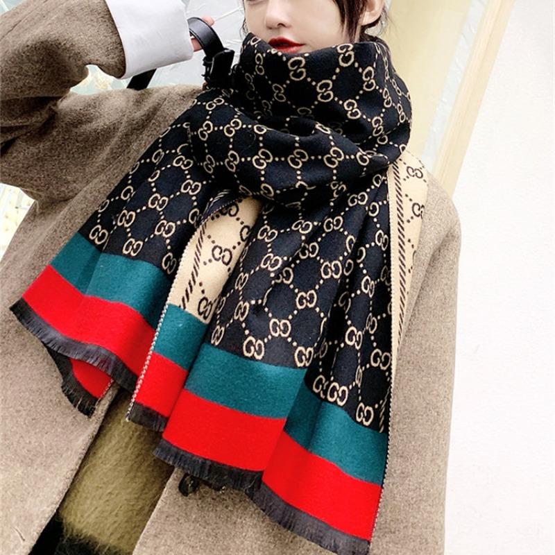 Hot-selling letter imitation cashmere scarf for women, thickened warm double-sided shawl in autumn and winter, versatile scarf