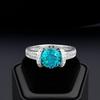 Zhuozhifan S925 Sterling Silver Paraiba Color Ring with 7.0 Round Diamond