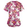 Women's Fashion V-Neck Short Sleeve Overalls With Pockets Easter Print Tops  Clothes