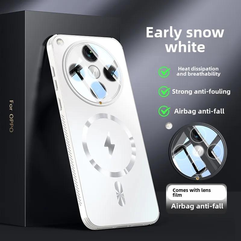 

Магнитный чехол для телефона для Oppo Find X8, Полная защита объектива, Полый отвод тепла, Новый Oppo Find X8Pro белый