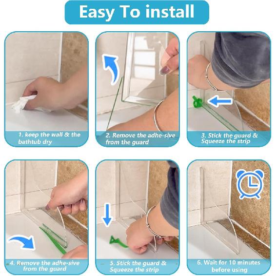 2 Pcs Bathtub Water Guards,Bathroom Shower Splash Guard for Tub, Shower Water Guard for Bathtub Shower Guards Removable, Bathtub Water Splash Guards