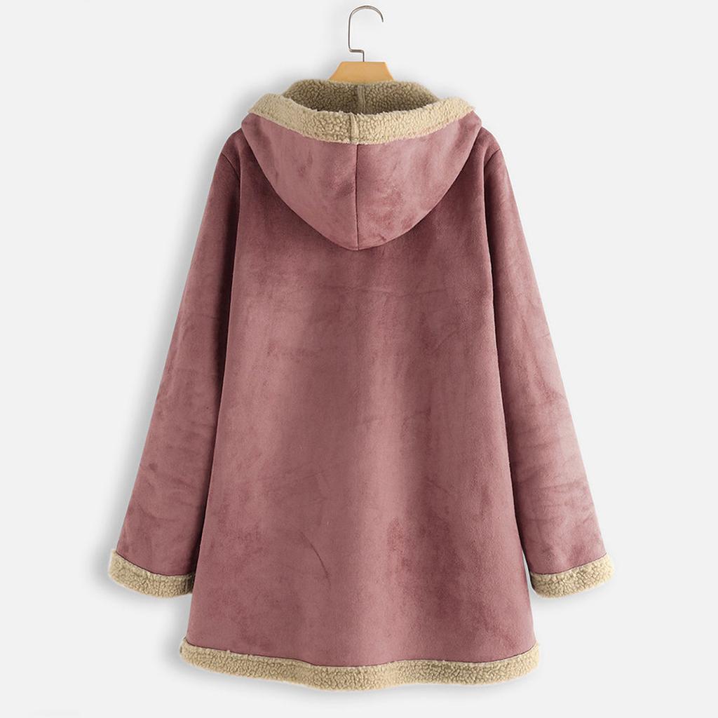 Women's  And Winter Fashion Long-Sleeved Thickened Velvet Hooded Casual Cotton Jacket