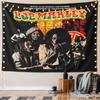 Colorful collage featuring Bob Marley, Rasta imagery, and peace symbols. Patterned tapestry for bedroom and living room home decor