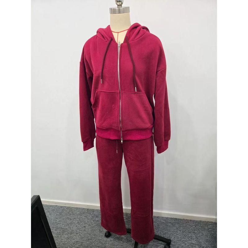 

Мода Ветер Мода Повседневный Спорт Толстовка Брюки Комплект из двух предметов Толстовка с капюшоном и брюки Red M