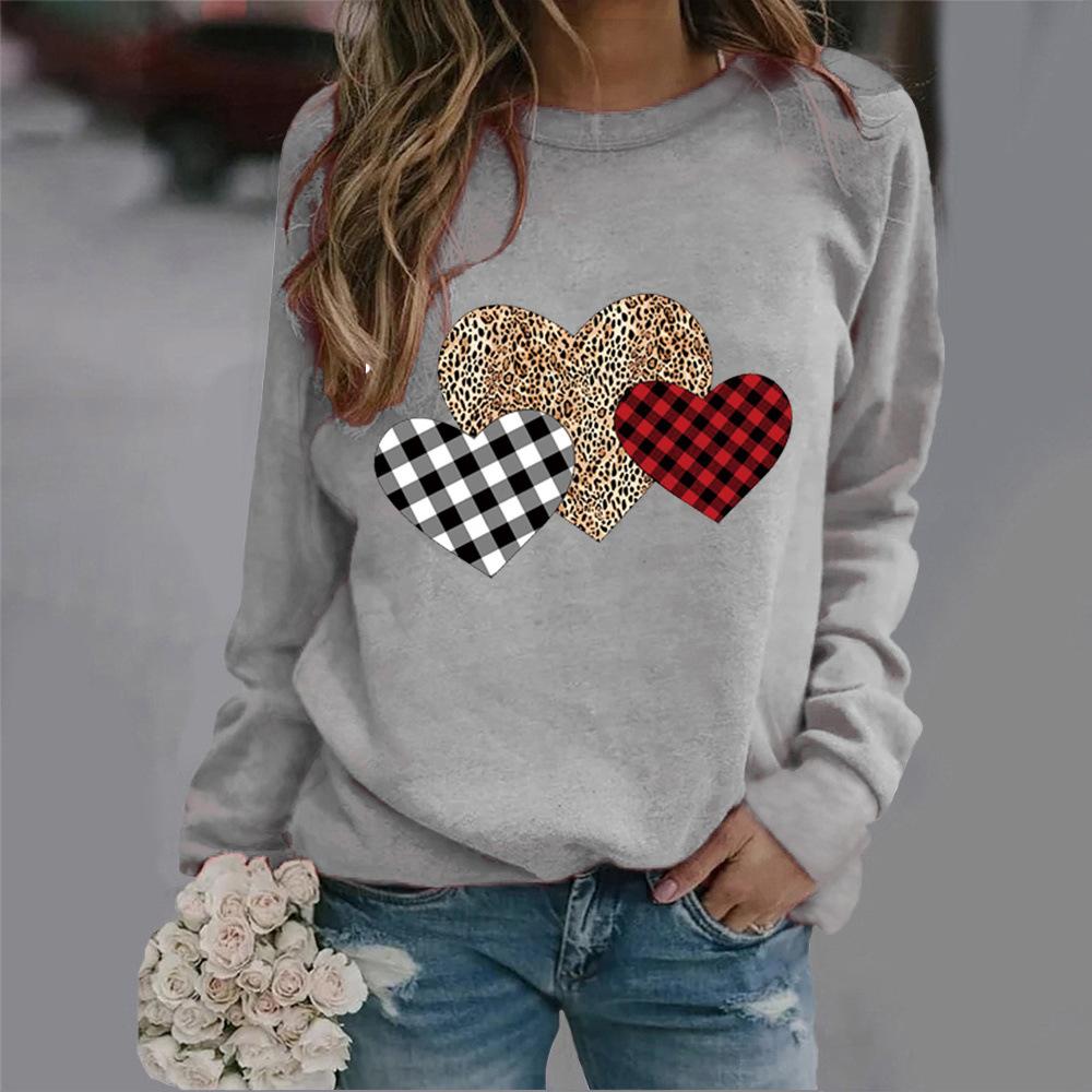 

Толстовка с круглым вырезом с леопардовым принтом Love Print Новые европейские и американские распродажи ко Дню святого Валентина Толстовки 8XL