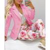 2PCS Women Blazer Suit Lapel Jacket Coat + Pants Co-ord Set Formal Office Outfit