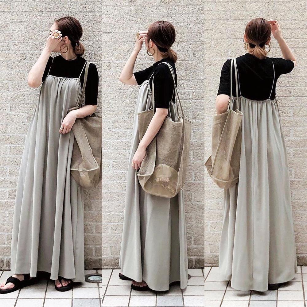 

Модное женское платье-сарафан свободного кроя больших размеров 2024 года - в японском и корейском стиле One Size