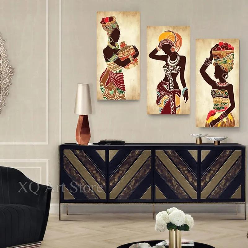 African Black Woman Canvas Painting Ethnic Art Poster for Living Room Decoration Home Wall Decor Decorative Paintings Picture