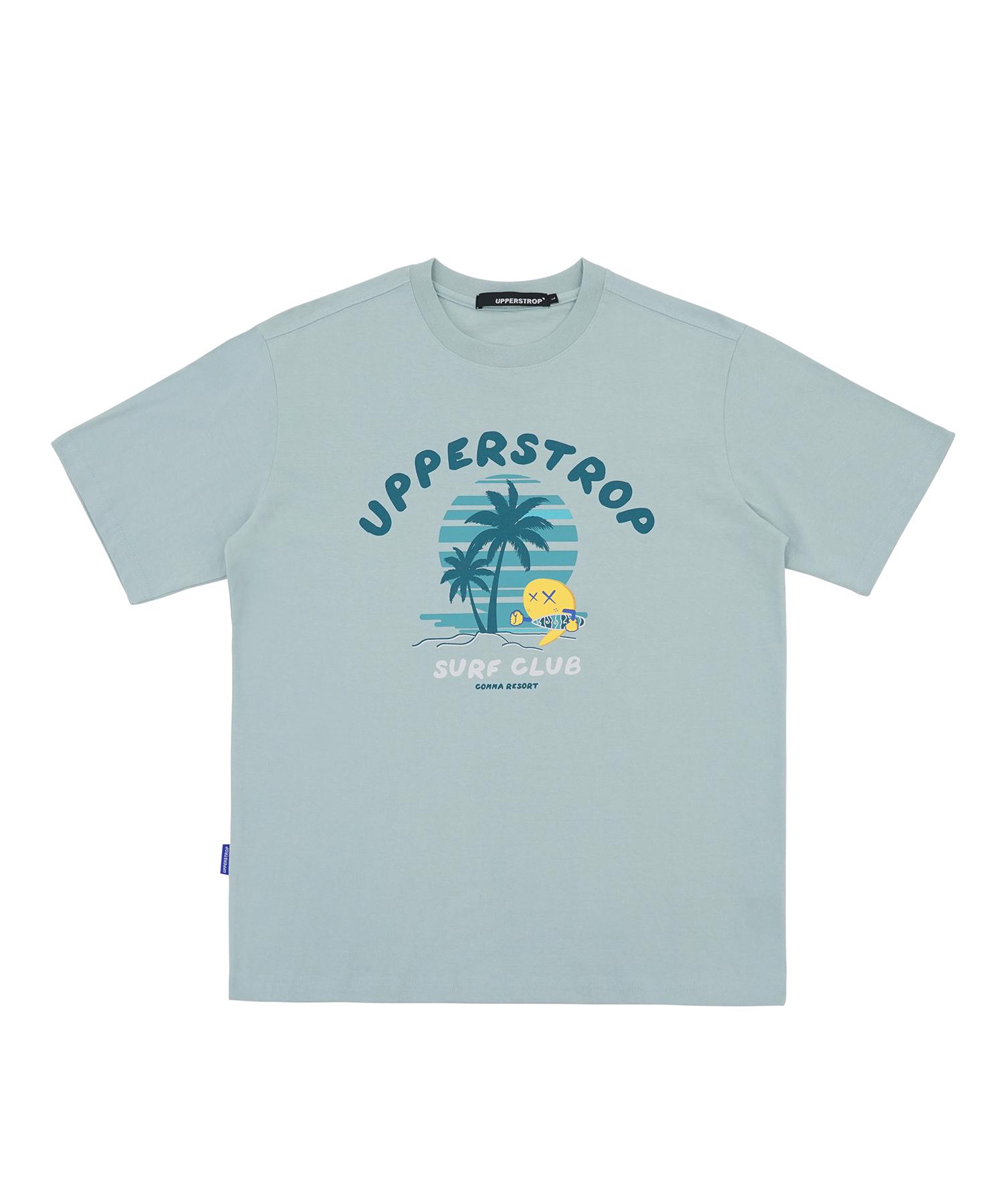 Upper Strop [Up9602] Surf Club Beach Palm Tree T-Shirt Mint L