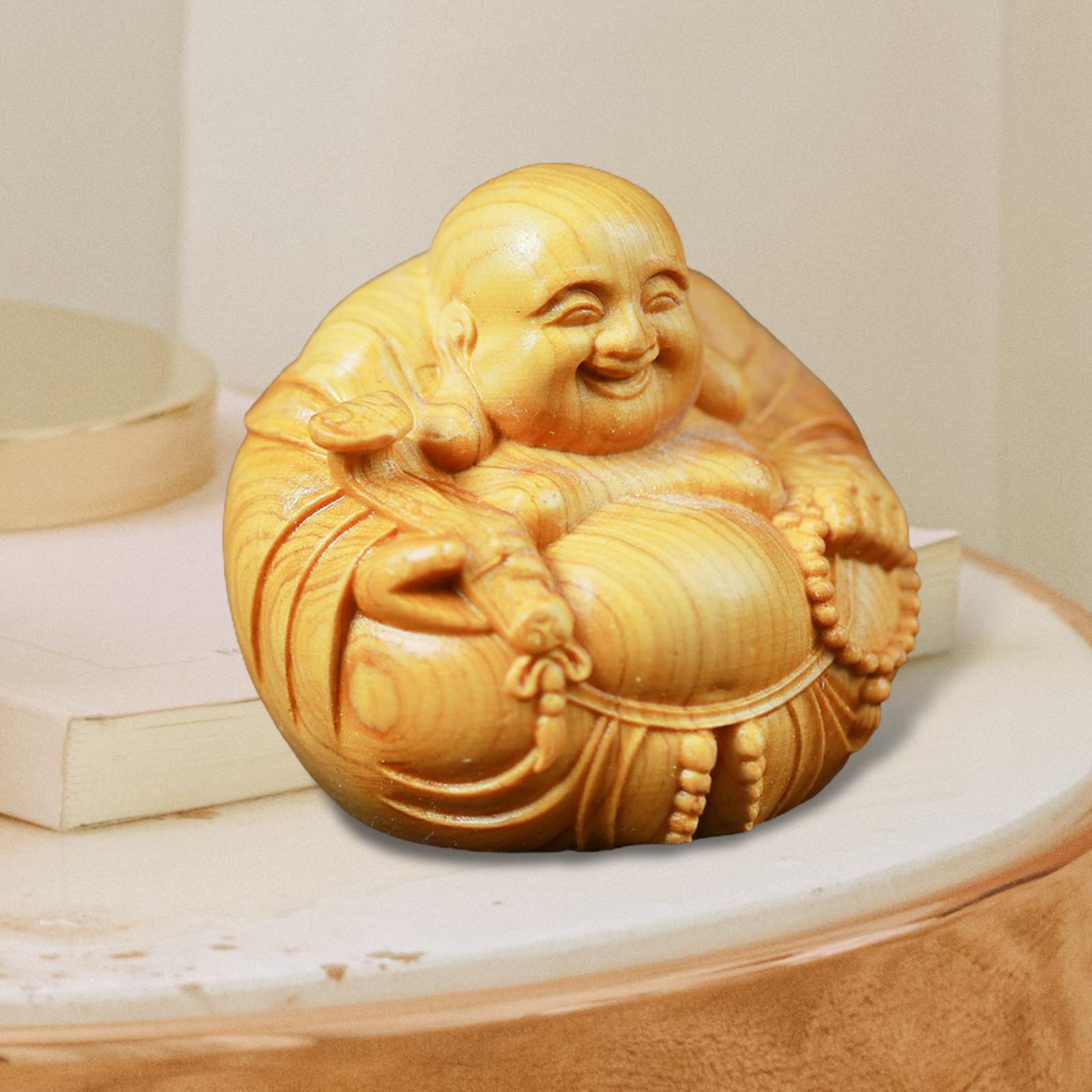 

Resin Buddha Statue Buddha Sculpture Figurine Hand Carved Tabletop Buddha Statue for Cabinet Office Desktop Shelf Decor жовтий