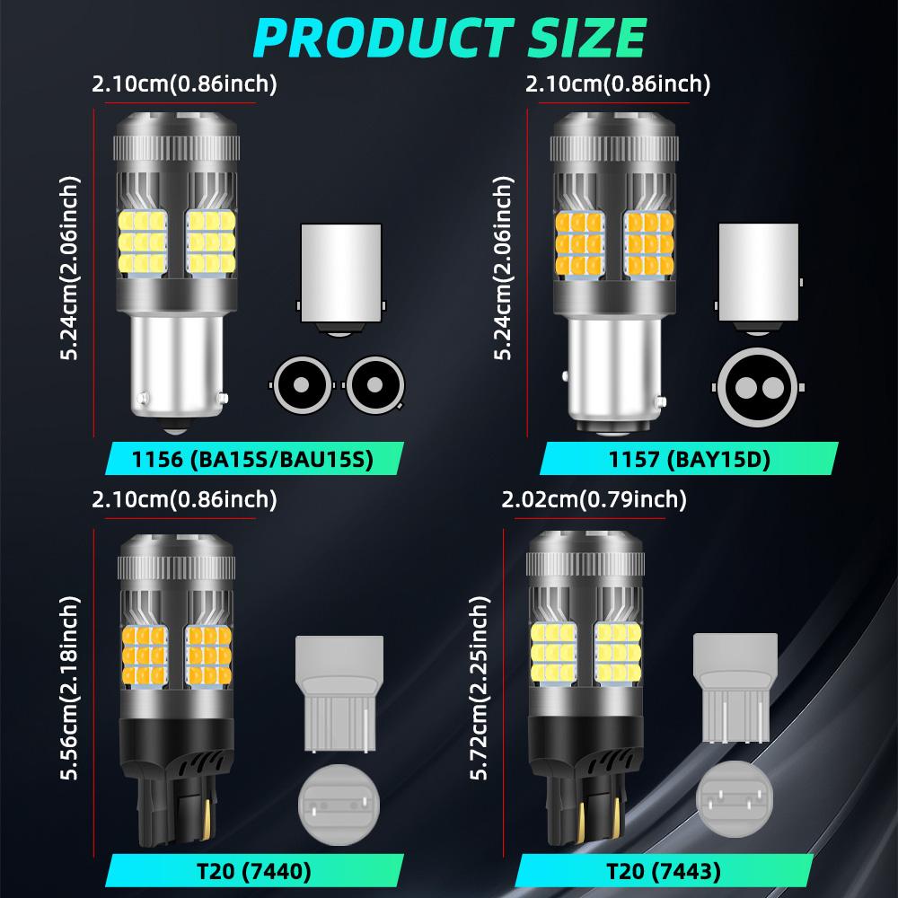 2pcs 1156 P21W 1157 Turn Signal Light 7440 T20 BAU15S DRL 7443 CANBUS LED Bulb with Fan Super Bright Car Reverse Brake Lights