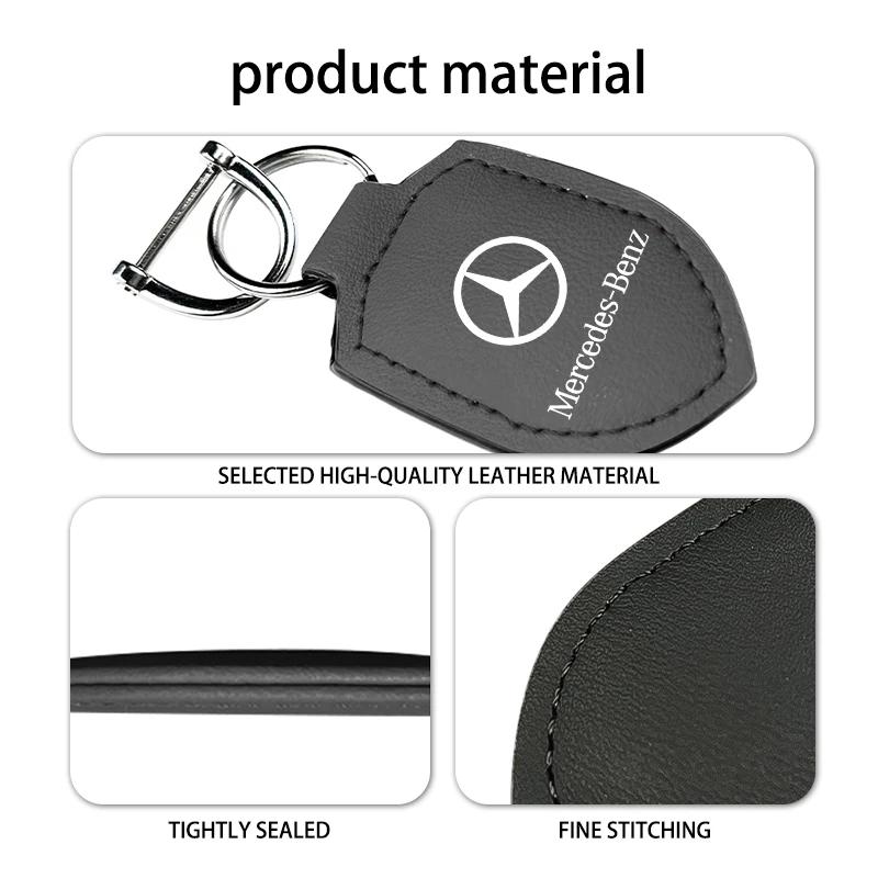CDX1 Hot 2026 New For Benz Car Keychain Key Holder Shield Leather Key Rings Pendant For Mercedes Benz W202 W212 W126 W140 W168 W177 C