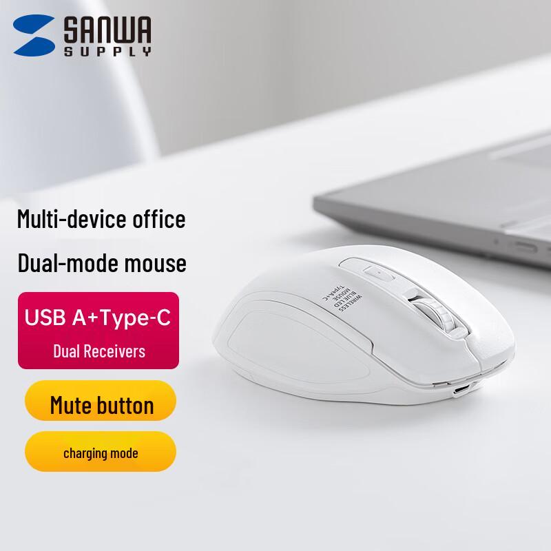 

Sanwa WBLC169 Ergonomic Dual-Mode Silent Wireless Mouse