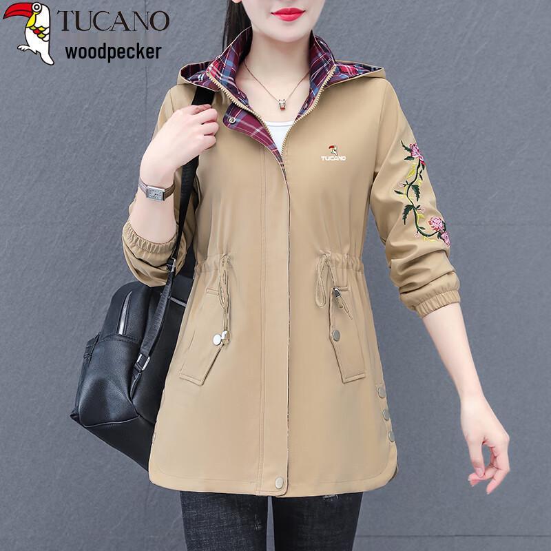 

Woodpecker Women s Mid-Length Embroidered Trench Coat 4XL